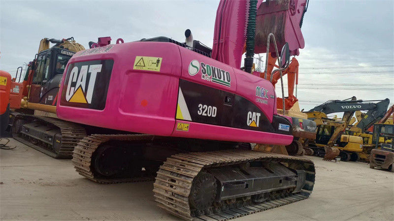Paletli Kullanılmış CAT 320D Ekskavatörler Hafriyat Makinaları Pembe Caterpillar 320 320C 320D