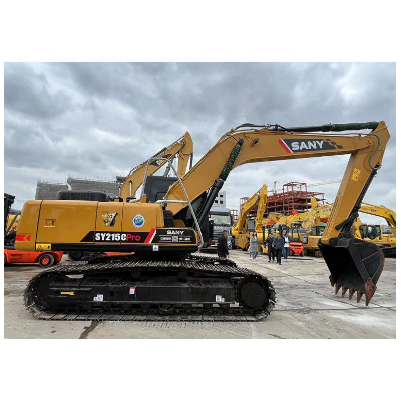 21 Ton Kullanılmış Hidrolik Kazıcı SANY 215C Mükemmel Performans Kahverengi Renk