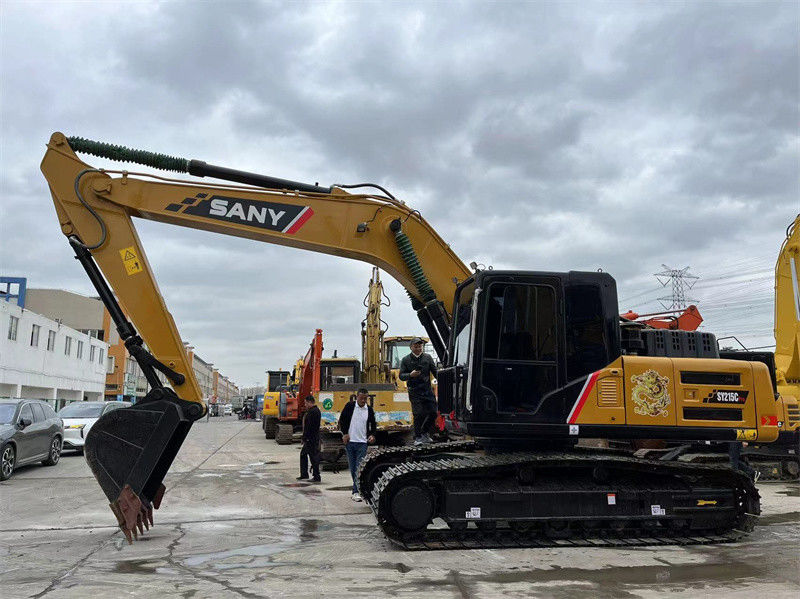 21 Ton Kullanılmış Hidrolik Kazıcı SANY 215C Mükemmel Performans Kahverengi Renk